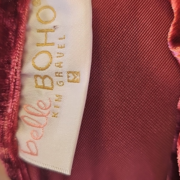 Belle BOHO, Kim Gravel Crushed Velvet Tiered Long Sleeve Dress. Meduim P SIZE PM - Picture 11 of 14